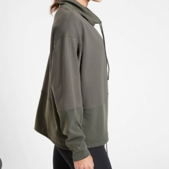 Athleta HERMOSA MOCK NECK Mountain Olive Green SWEATSHIRT size S - Picture 2 of 16